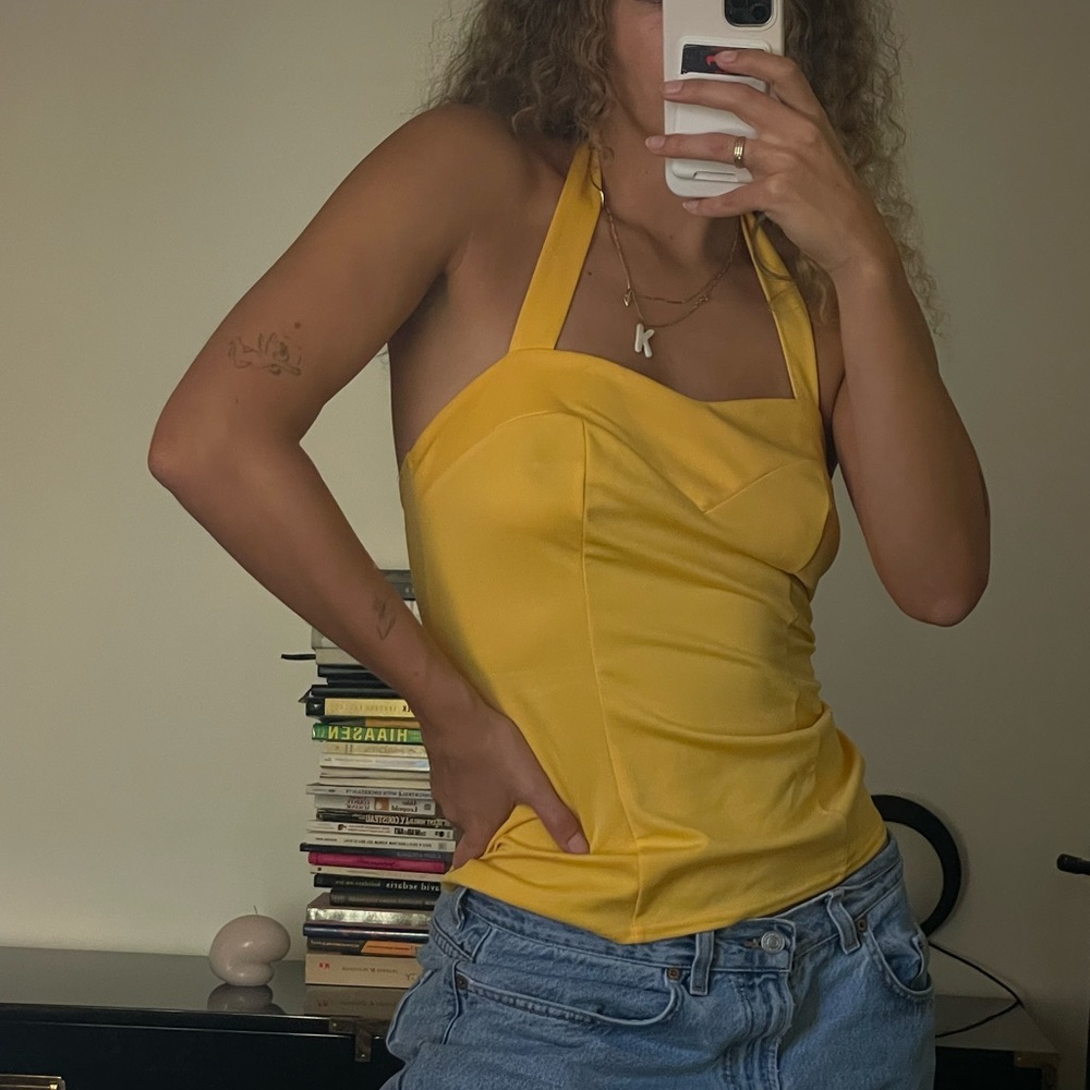 Vintage yellow halter top (ties at neck)